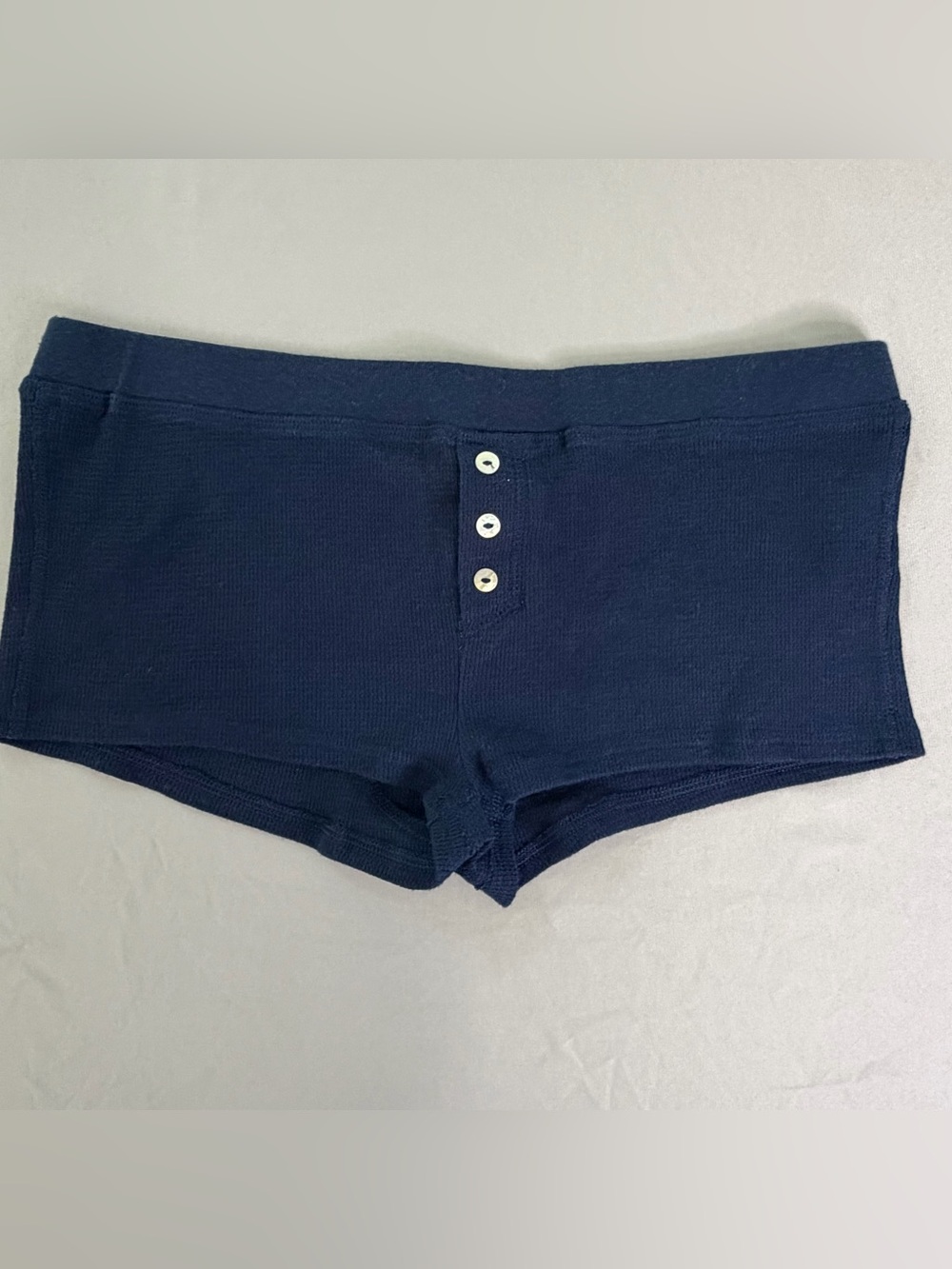 Victoria's Secret Navy Ribbed Boyshorts with Button Trim